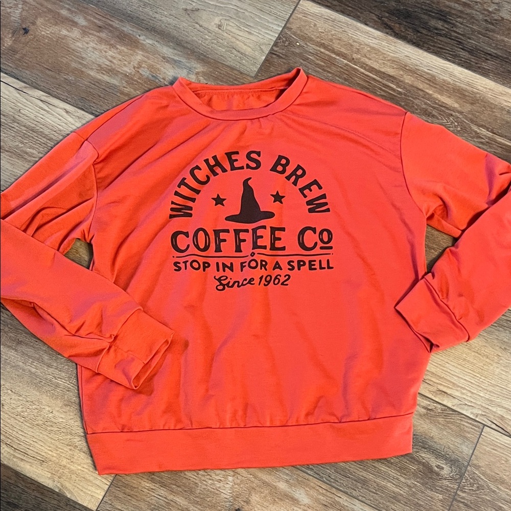 M NWOT Orange Witches Brew Halloween Sweatshirt